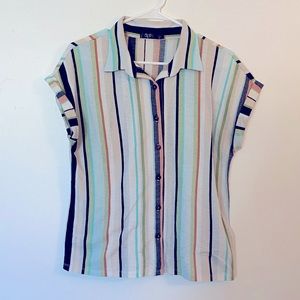 Pastel Striped Button Blouse
